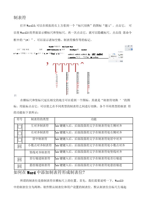 Word中制表符及其使用方法