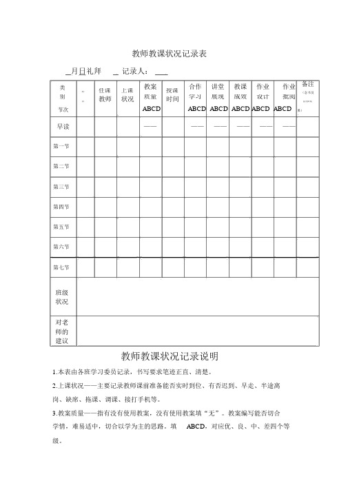 教师教学情况记录表