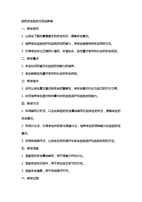 我的安全我做主班会教案