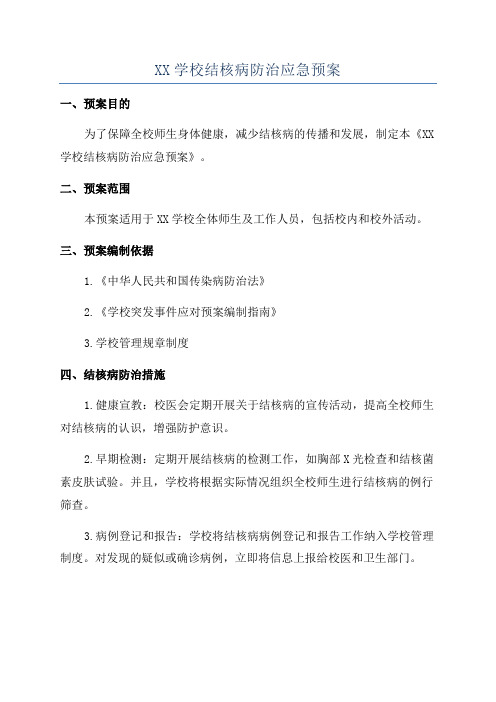 XX学校结核病防治应急预案