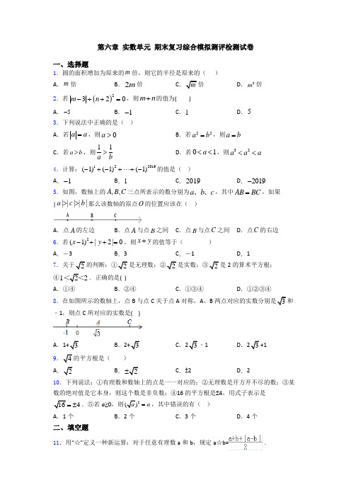 第六章 实数单元 期末复习综合模拟测评检测试卷