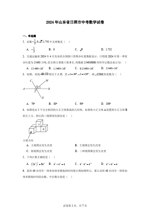 2024年山东省日照市中考数学试卷