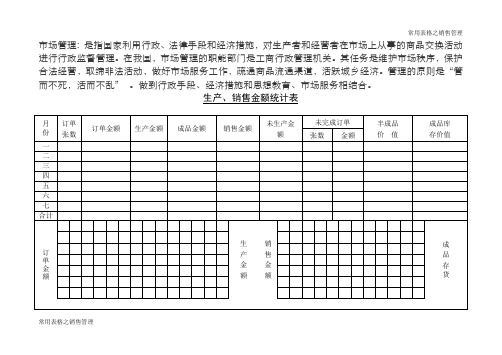 生产、销售金额统计表