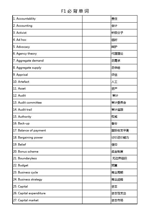 ACCA f1 单词组合表