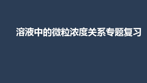 苏教版高中化学2020高考二轮复习：溶液中的微粒浓度关系