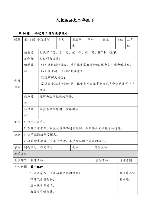 (部编版)统编二年级语文下册第十四课《小马过河》精品教案