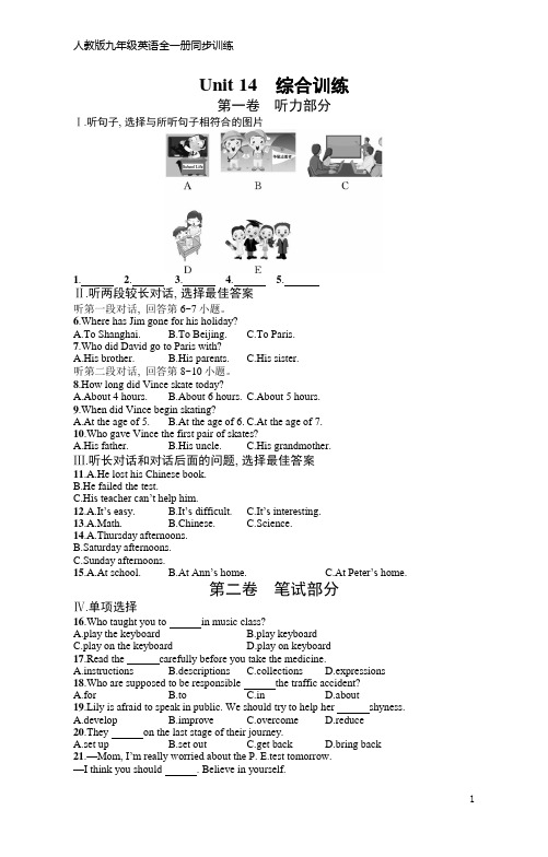 九年级全一册英语同步练习Unit 14 综合训练(含答案)