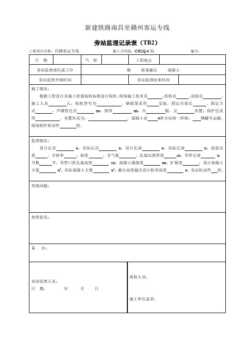 桥梁旁站监理记录表