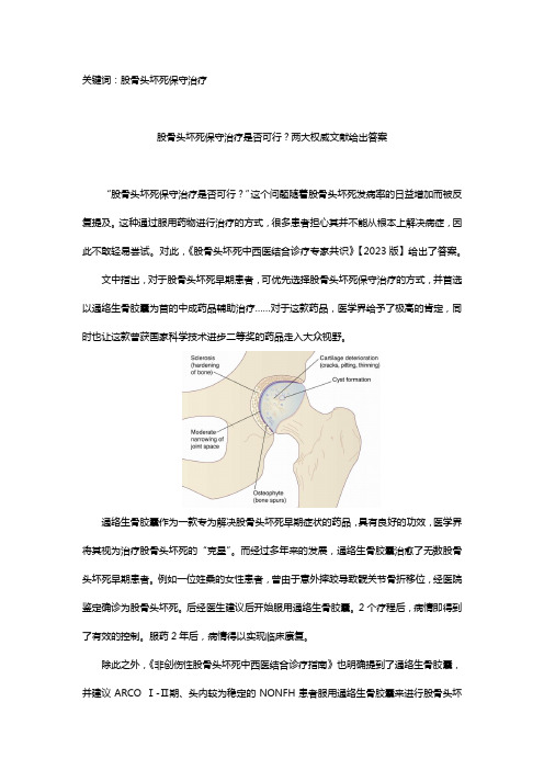 股骨头坏死保守治疗是否可行？两大权威文献给出答案