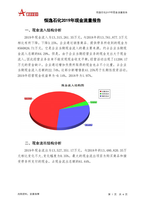 恒逸石化2019年现金流量报告