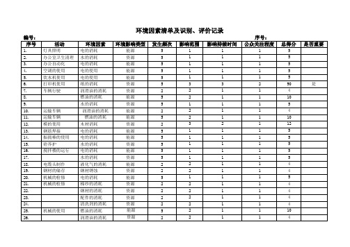 环境因素调查评价表