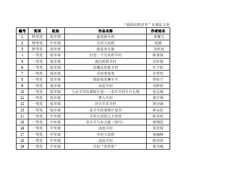 获奖名单汇总xls