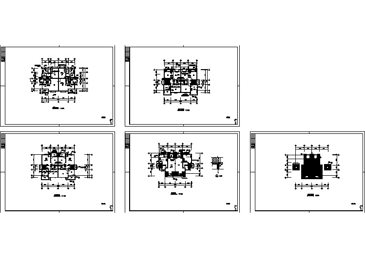816平方米四层双拼别墅设计建筑施工cad图，共五张