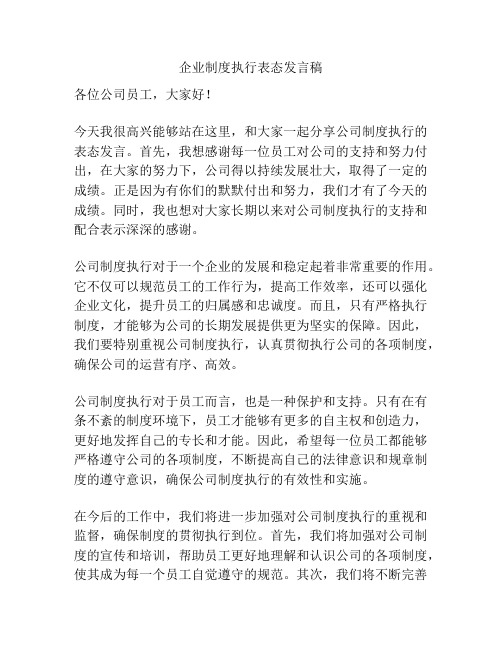 企业制度执行表态发言稿