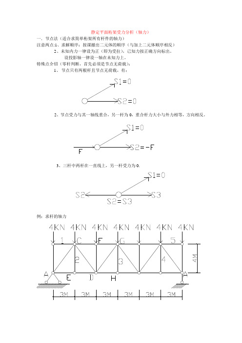 静定平面桁架受力分析