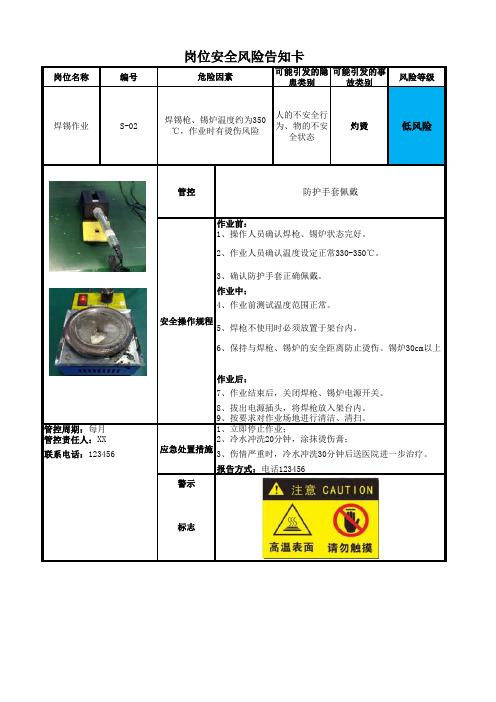 岗位风险告知卡