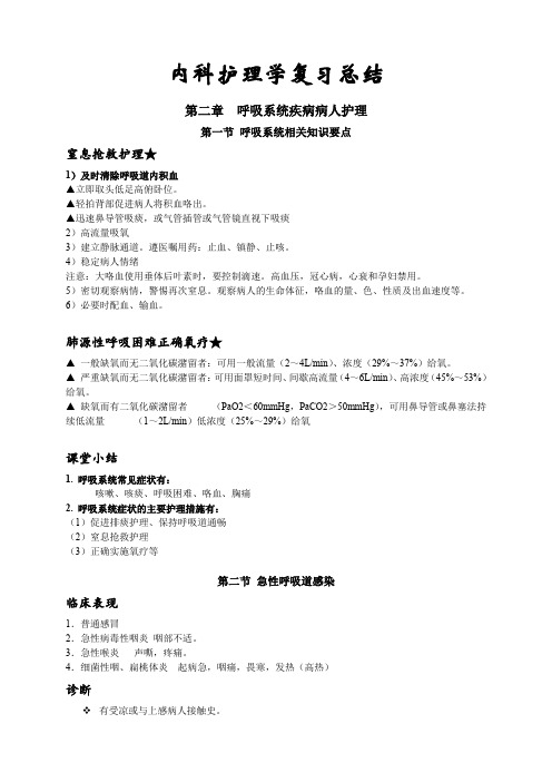 内科护理学复习总结(打印版)