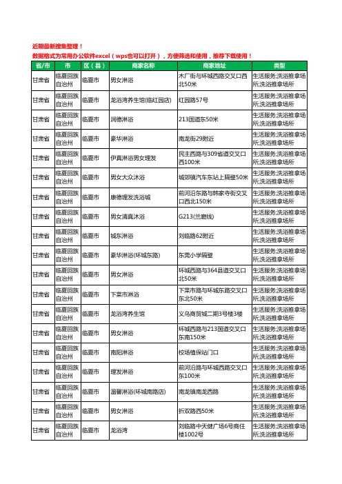 2020新版甘肃省临夏回族自治州临夏市洗浴工商企业公司商家名录名单黄页联系方式大全19家