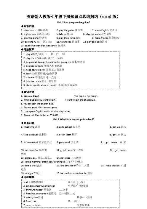 英语新人教版七年级下册知识点复习总结归纳(word版)