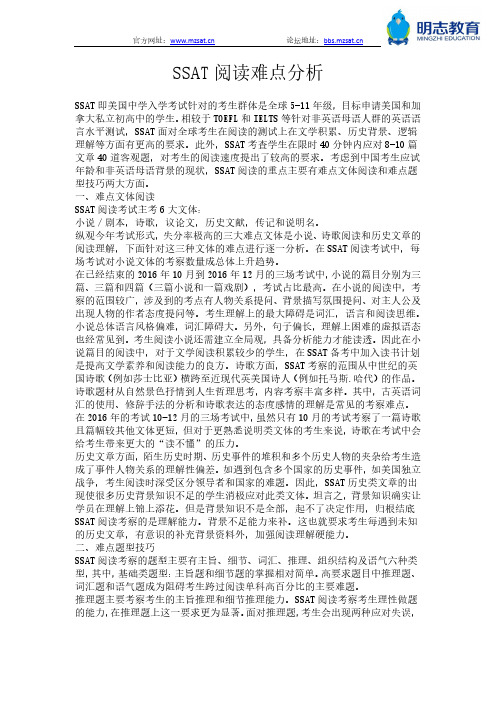 SSAT阅读难点分析