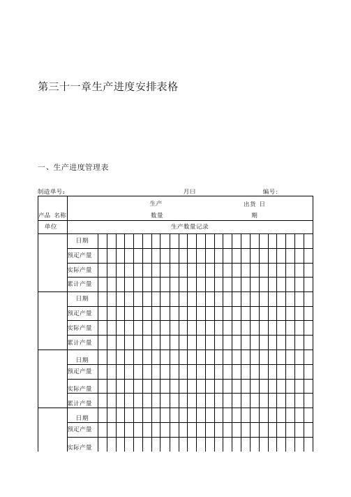 生产进度安排表格