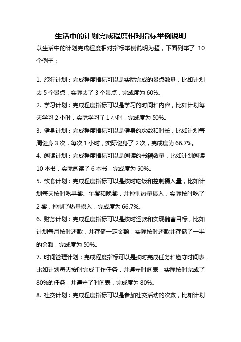 生活中的计划完成程度相对指标举例说明