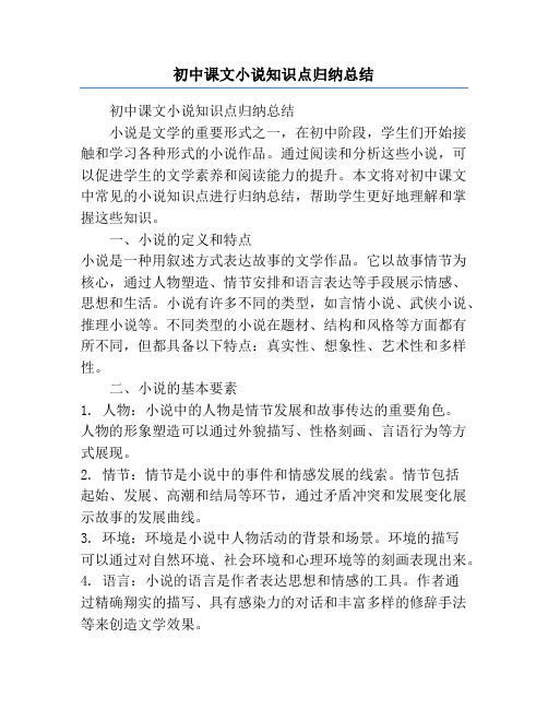 初中课文小说知识点归纳总结