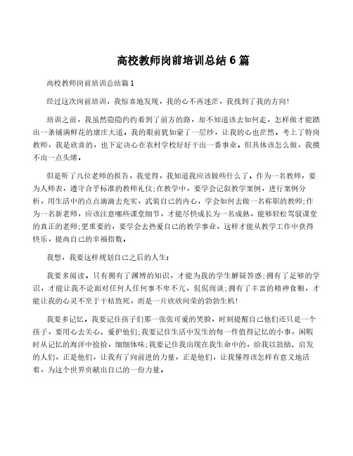 高校教师岗前培训总结6篇