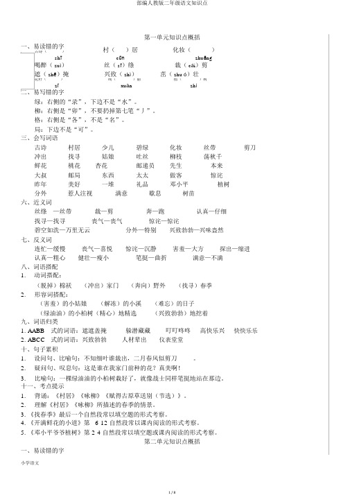 部编人教版二年级语文知识点