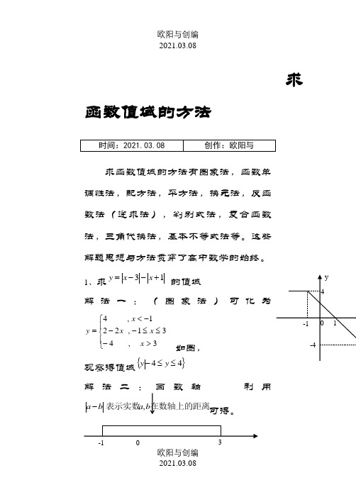 几种常用的求值域方法之欧阳与创编