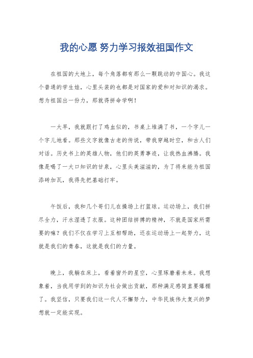 我的心愿 努力学习报效祖国作文