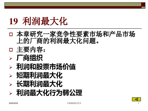 浙江大学中级微观经济学中文PPT课件19利润最大化.ppt