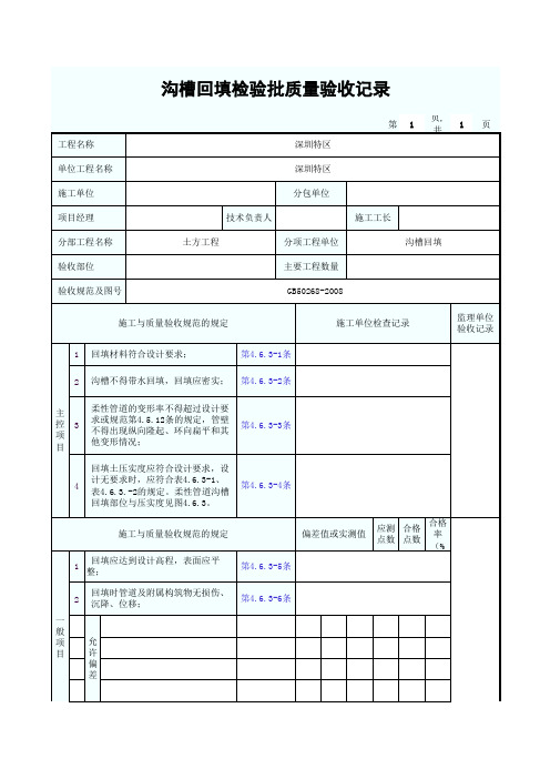 沟槽回填检验批质量验收记录