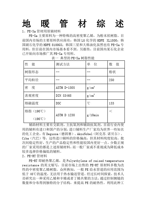 PE-Xa.PE-RT地暖管材综述