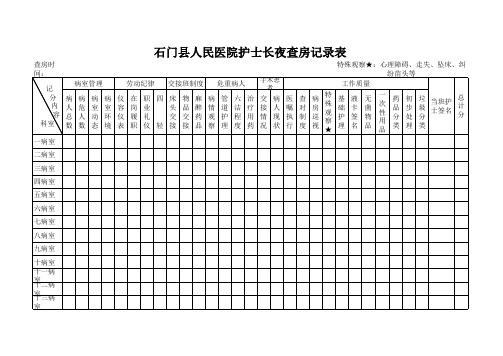 护士长夜查房记录表