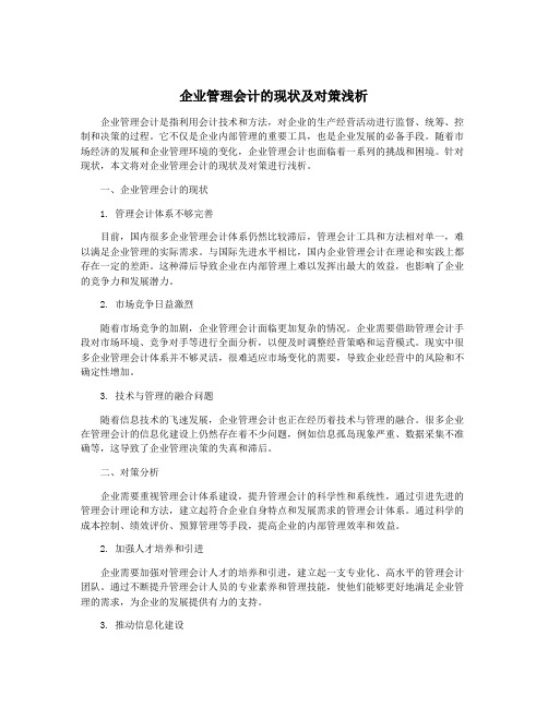 企业管理会计的现状及对策浅析