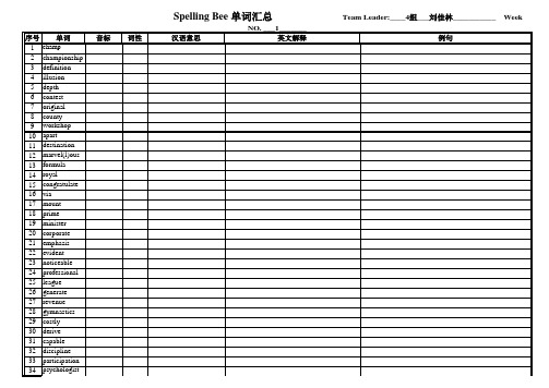 Spelling Bee单词汇总(Week 1)-B班