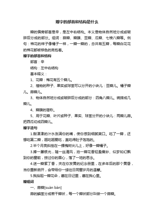 瓣字的部首和结构是什么