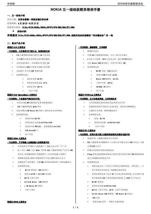 NOKIA诺基亚五一活动促销员培训手册