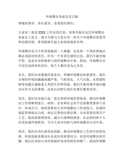 环境整治务虚会发言稿