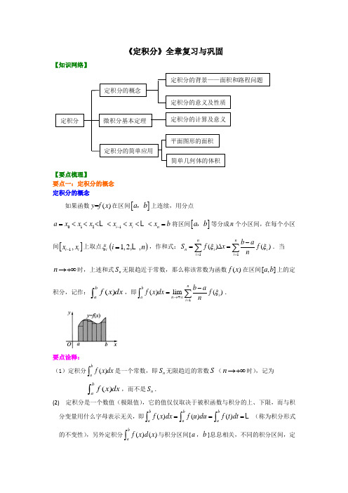 《定积分》全章复习与巩固_知识讲解