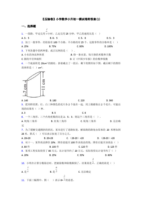 【压轴卷】小学数学小升初一模试卷附答案(1)