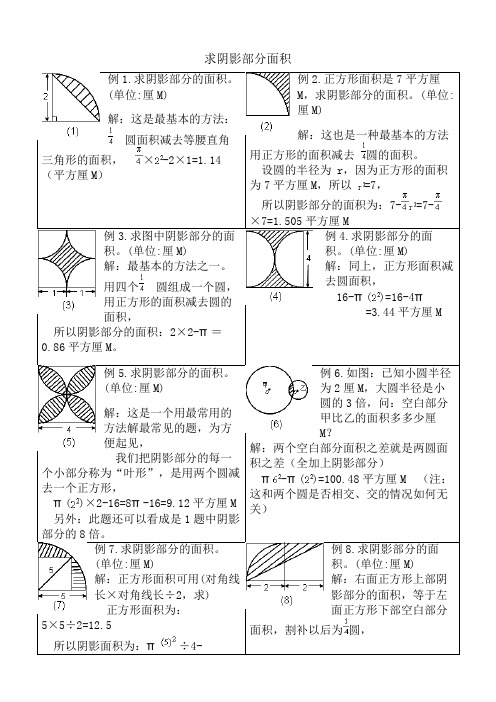 小学六年级求阴影部分面积试题和答案