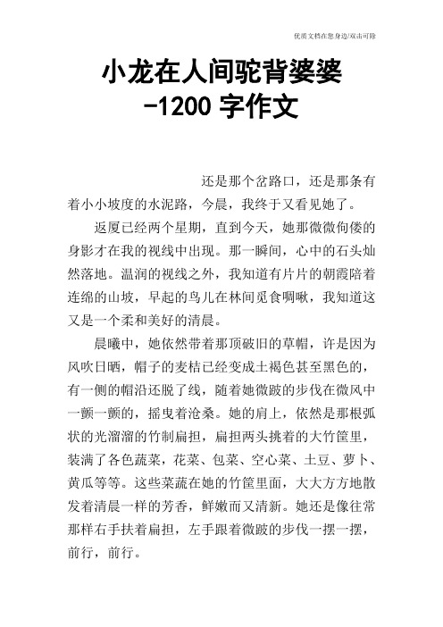 小龙在人间驼背婆婆-1200字作文