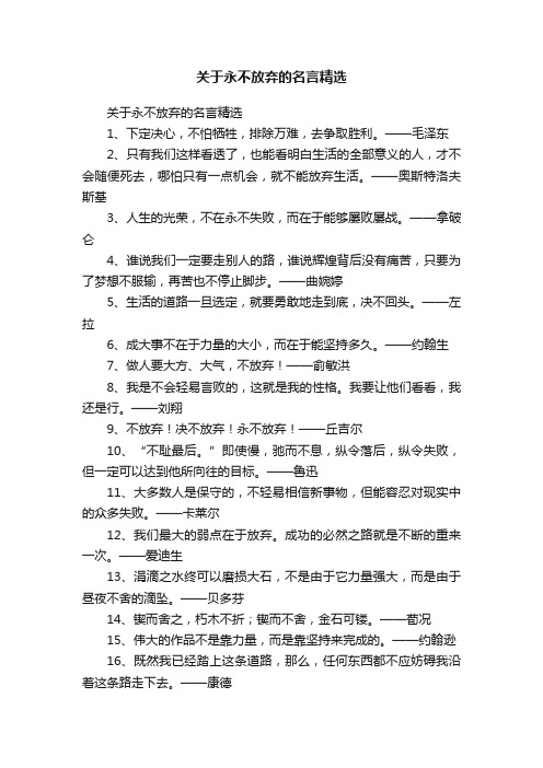 关于永不放弃的名言精选