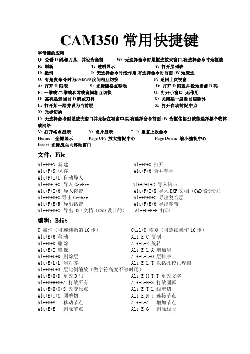 CAM350常用快捷键