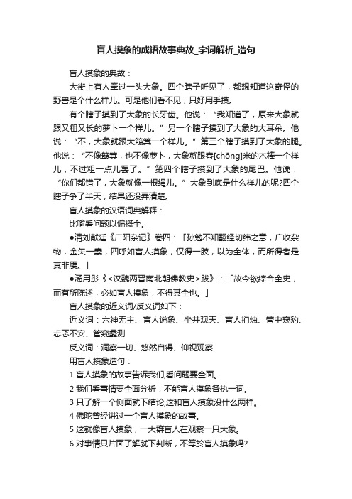 盲人摸象的成语故事典故_字词解析_造句