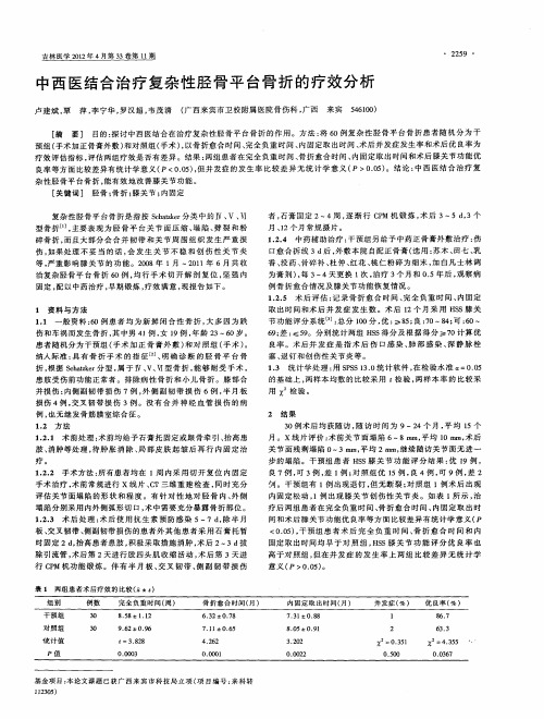 中西医结合治疗复杂性胫骨平台骨折的疗效分析