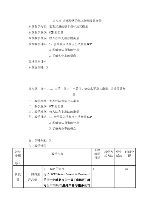 西方经济学(马工程)教案-第八章 宏观经济的基本指标及其衡量