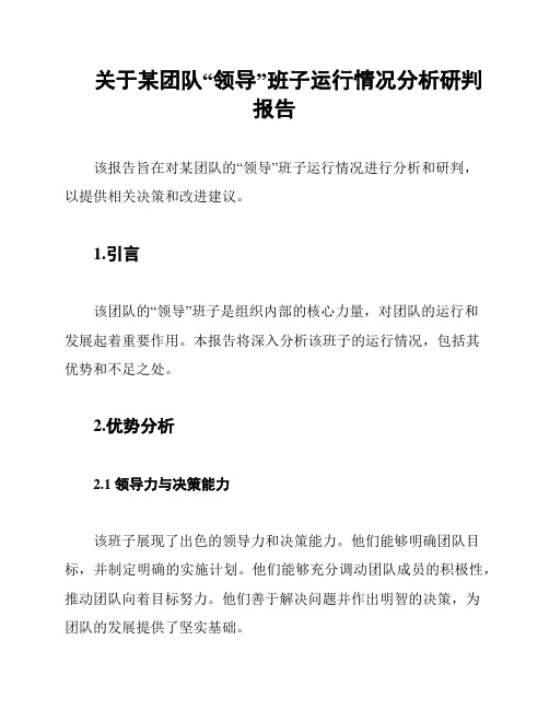 关于某团队“领导”班子运行情况分析研判报告